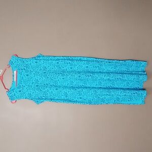 Expressions Plus Blue Flowered Dress w Side Slits XL